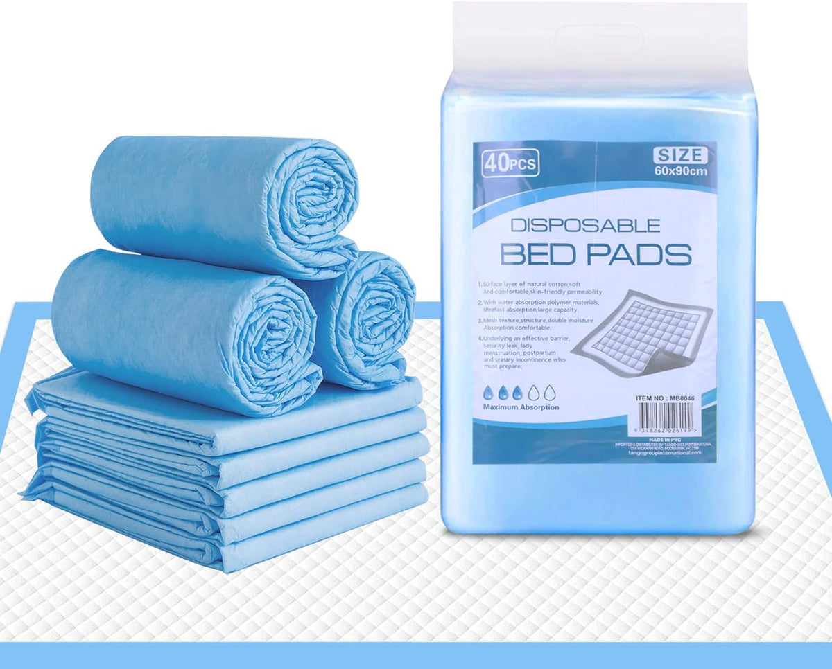 40PCS Adult Disposable Economy Pads Large Size, 90x60CM Thicken Adult Incontinence Disposable Bed Pee Underpads (40PCS)