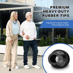 MFE Cane Tips 7/8 Inch, 2 Pack Non-Slip Rubber Tips for Canes, Crutches, and Walking Sticks, Heavy Duty Traction Base with Metal Insert for Superior Grip and Stability