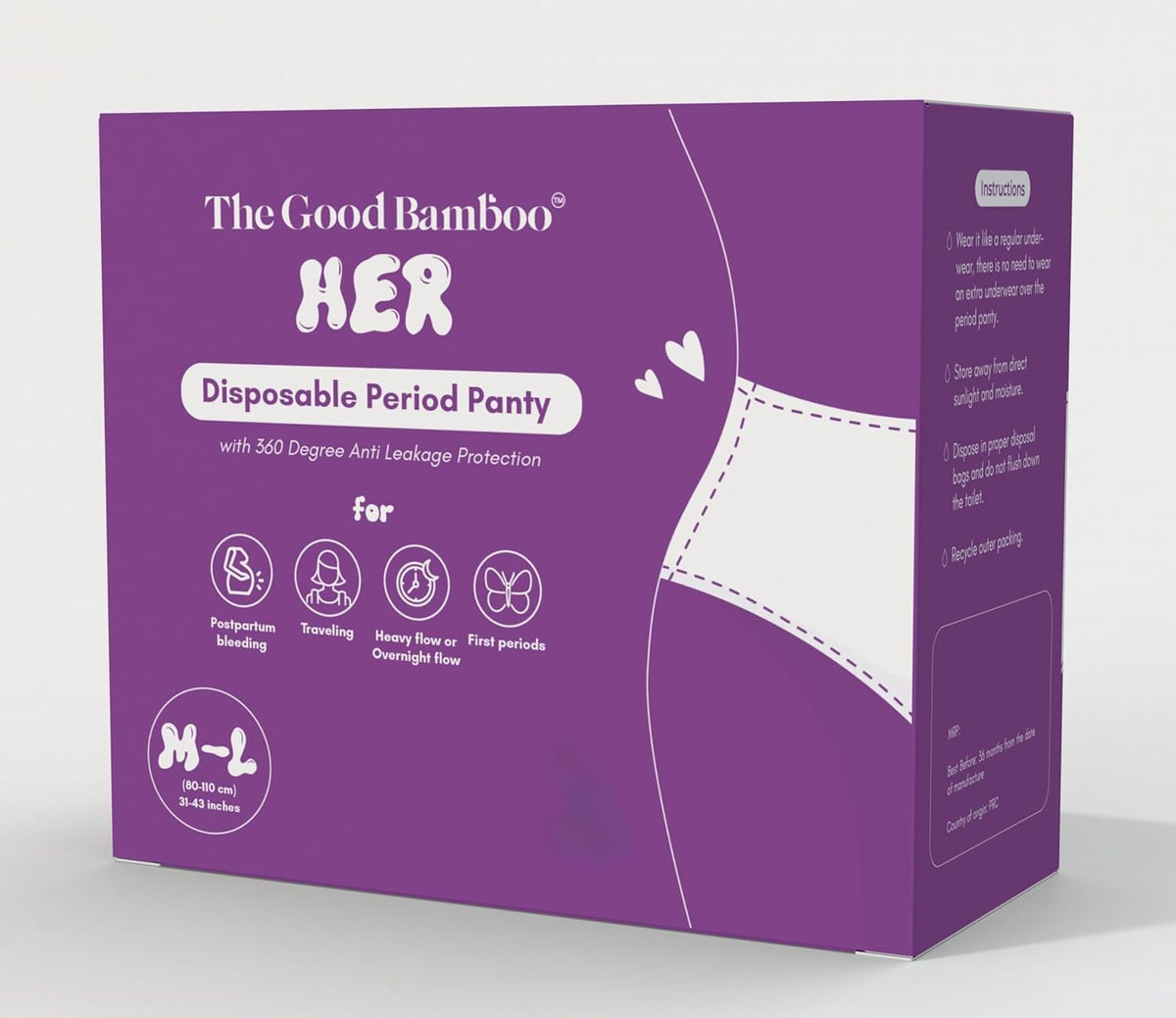 Disposable Period Panties - Medium-Large (Pack of 8) | Period Underwear Pads | Overnight| Postpartum| First Periods| Heavy Flow - Size M-L