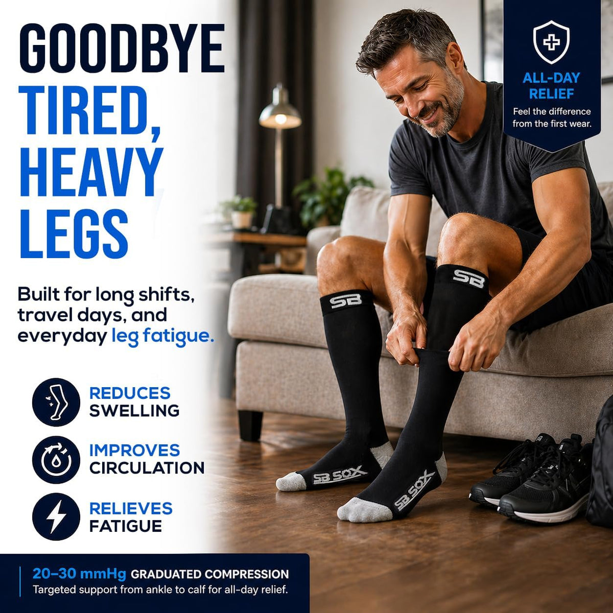 SB SOX Compression Socks for Men & Women (20-30mmHg) | Best Quality Compression Socks for Flying, Medical, Sports, Wide Calf Fit, Pregnancy, and Daily Wear. Trusted since 2016.