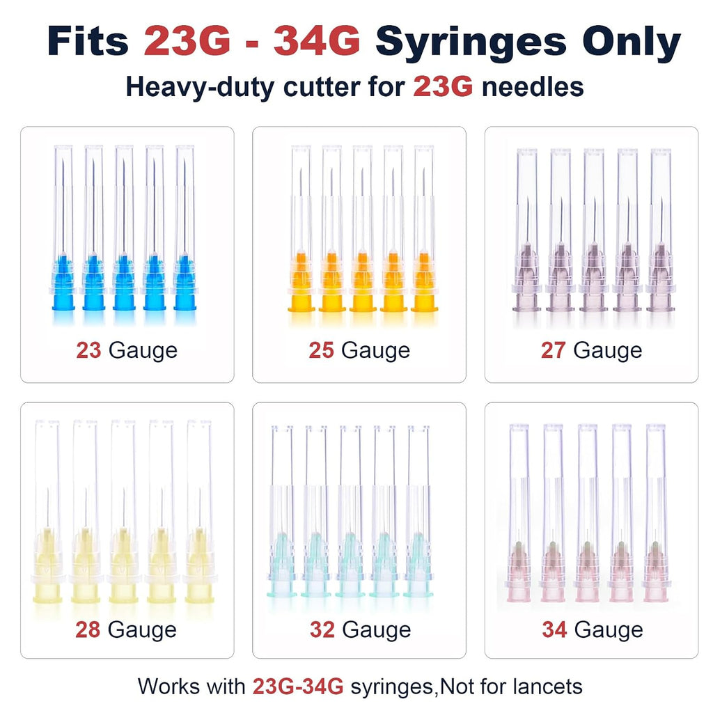 Needle Clipper for Insulin Syringe, Portable Sharps Container for Disposal Sharps, Compatible with 23-34Ga Syringe Needle, Fit Home and Travel (2, Blue)