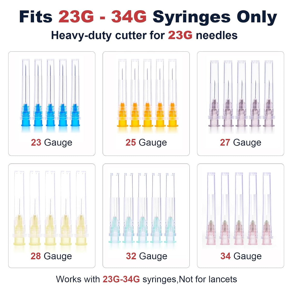 Needle Clipper for Insulin Syringe, Portable Sharps Container for Disposal Sharps, Compatible with 23-34Ga Syringe Needle, Fit Home and Travel (2, Blue)