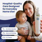 Exergen TAT-2000C Temporal Artery Forehead Thermometer for Baby Kids Adults | Displays Temperature Reading, Soft Glow, Silent Mode, Wipe Clean Sensor, 8 Reading Memory, 9V Battery Included for Family Use
