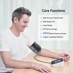 yuwell Automatic Blood Pressure Monitor for Home Use, Upper Arm BP Machine with Large Adjustable Cuff (8.7-17.7"), 199 Memory, Irregular Heartbeat Alert & WHO Classification