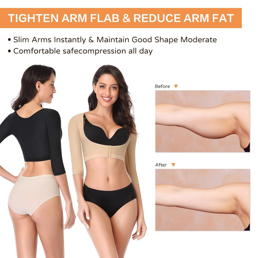 woahee Women's Arm Shaper Plus Size Arm Faja Compression Sleeve Garment Post Surgical Arm Shapewear