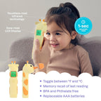 Baby Thermometer for Kids, Fever Buddy Giraffe | Digital Infrared No-Touch Forehead & Ear Thermometer, 3-in-1 Contactless Thermometer with Fever Indicator