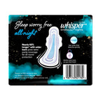 Whisper Bindazzz Nights 16 XXL+ Sanitary Pads, Upto 0% Leaks All Night Long, For Very Heavy Flow, Nearly 60% Longer with Wider Back, Active odor lock so you feel fresh, Disposable Wrapper