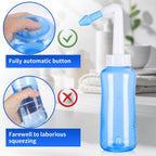 Neti Pot Sinus Rinse Bottle,Nasal Wash Bottle,Sinus Rinsing Cleaner Pressure Rinse Nasal Irrigation with Sticker Thermometer for Adult & Kid (300ml with 40 Nasal Wash Salt Packets)