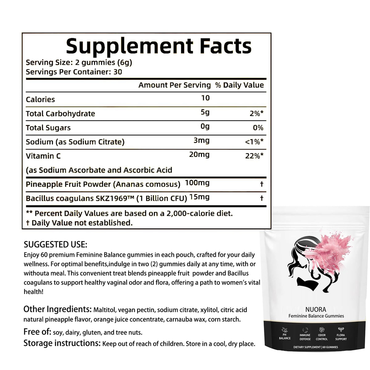 Feminine Balance Gummies for Women’s,Premium Feminine Balance Gummies? Vegan Hawaiian Pineapple, pH Balance, Healthy Odor, Flora and Immune Support, Vaginal Health Support,60 Gummies