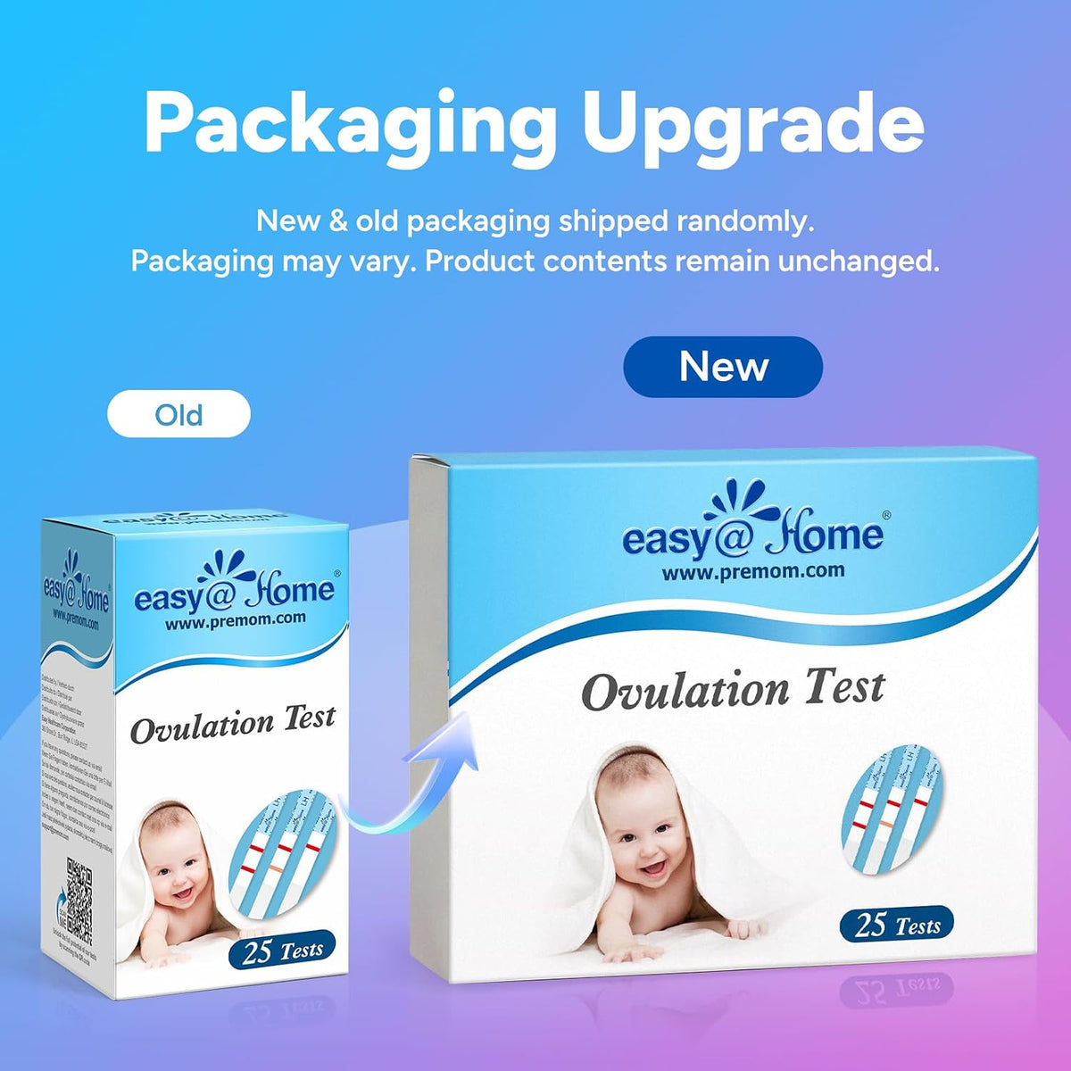 Easy@Home Ovulation Test Strips, 25 Pack Fertility Tests | Ovulation Predictor Kit, Powered by Premom Ovulation Predictor iOS and Android App, 25 LH Strips