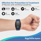EmeTerm Explore Classic FDA-Cleared Anti-Nausea Wristband IP67 Waterproof Morning Motion Sickness Relief Band Rechargeable Classic Strap Design Drug Free Non-drowsy Without Side Effects Navy Blue