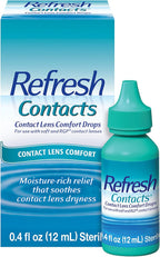 REFRESH CONTACTS Contact Lens Comfort Drops Artificial Tears Contact Lens Rewetter, 0.4 fl oz (12 mL)