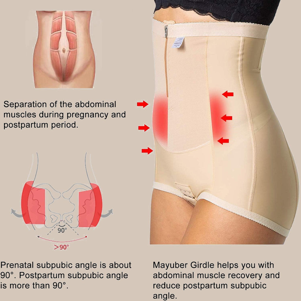 MOVWIN Postpartum Belly Wrap C Section Panties Belly Band Abdominal Compression Corset Girdle Shorts with Zipper