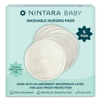 Nintara Baby Reusable Nursing Pads – Pack of 6 with Laundry Bag | Soft & Absorbent Breast Pads, Bamboo Viscose Blend, Contoured Fit, Leak-Resistant