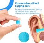AZEN 100 Pairs Ear Plugs Bulk, NRR 32dB Soft Foam Ear Plugs for Sleeping Noise Cancelling, Earplugs for Concerts Shooting Swimming Noise Reduction (Lake Blue)