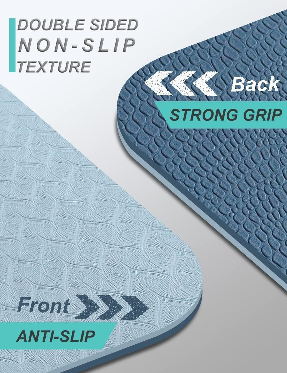 Yoga Mat Double-Sided Non Slip, 72'' x 32'' x 7mm - Extra Wide & Thick Yoga Mat for Women Men Kids, Professional TPE Yoga Mats for Home Workout, Yoga, Pilates and Floor Exercise, with Carrier Strap