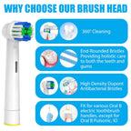 Replacement Toothbrush Heads Compatible with Oral B Braun, 12 Pcs | Professional Electric Toothbrush Brush Heads, Compatible with Oral B Replacement Heads Refill, 7000/Pro 1000/9600/500/3000