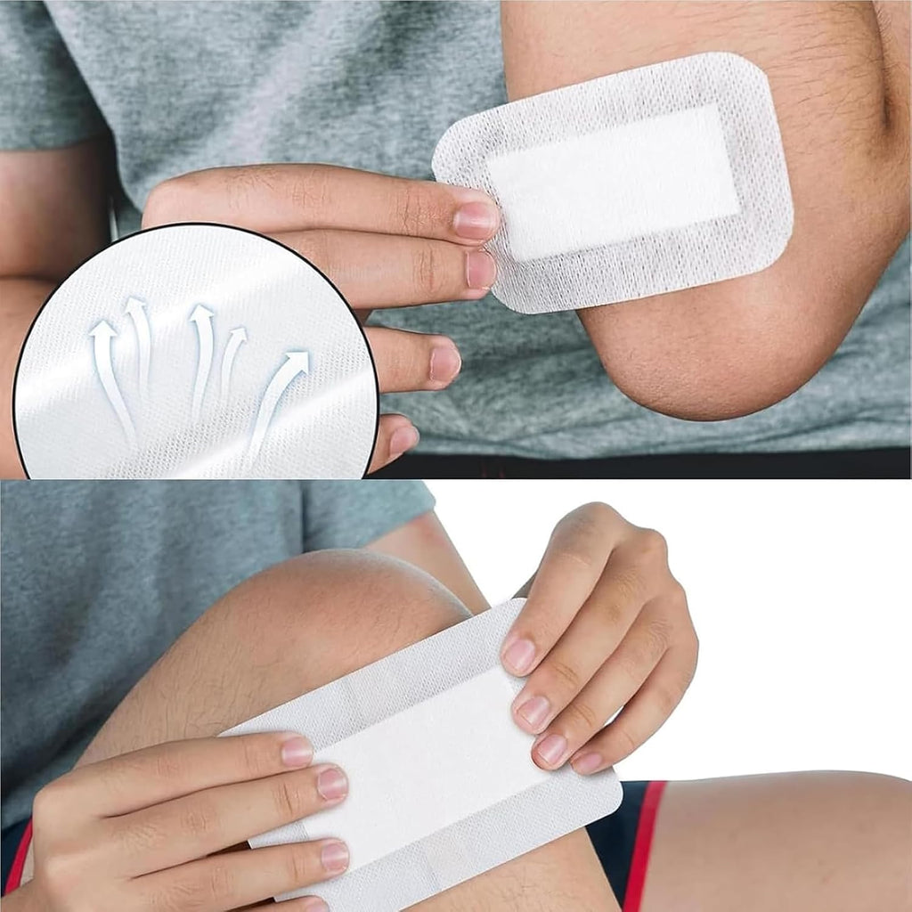 30 PCS Adhesive Wound Dressing, Non-Woven Sterile Pads with Waterproof Protection for Showers and Daily Activities, 10cm x 10cm Size for Cuts, Burns and Post-Surgical Care