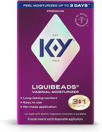K-Y Liquibeads Vaginal Moisturizer for Women, Silicone Lube Vaginal Suppository, Vaginal Lubricant Helps Reduce Pain Due to Vaginal Dryness, 6 Vaginal Suppositories & 6 Vaginal Applicators