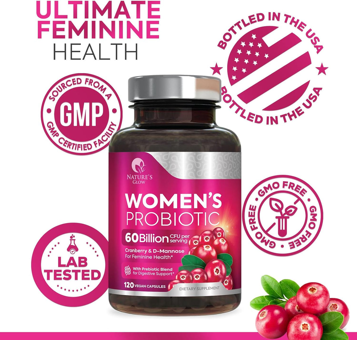Probiotics for Women, Probiotic with 50 Billion CFU, Multi Strains to Support Immune, Digestive, Feminine Vaginal and Urinary Health, Shelf Stable, Delayed Release, No Soy Gluten Dairy - 120 Capsules