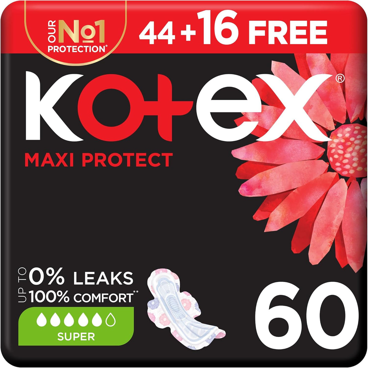 Kotex Sanitary Pads With Wings 60 pads