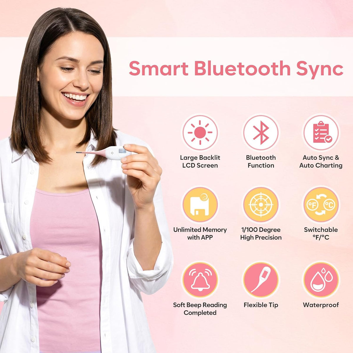easy@Home Bluetooth Basal Body Thermometer for Adults - Fertility Prediction