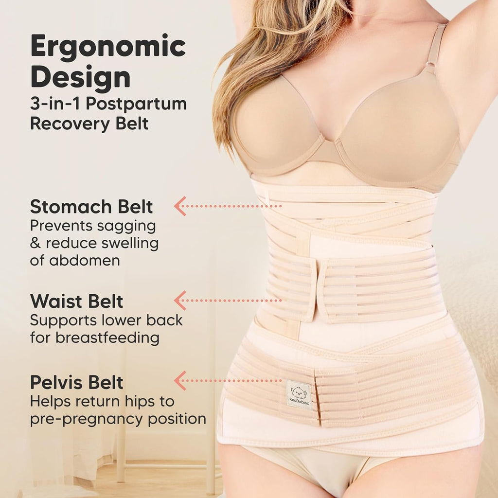 3 in 1 Postpartum Belly Support Recovery Wrap Band (Classic Ivory, M/L) | Postpartum Belly Band, After Birth Brace, Slimming Girdles, Body Shaper Waist Shapewear, Post Surgery Pregnancy Belly Support