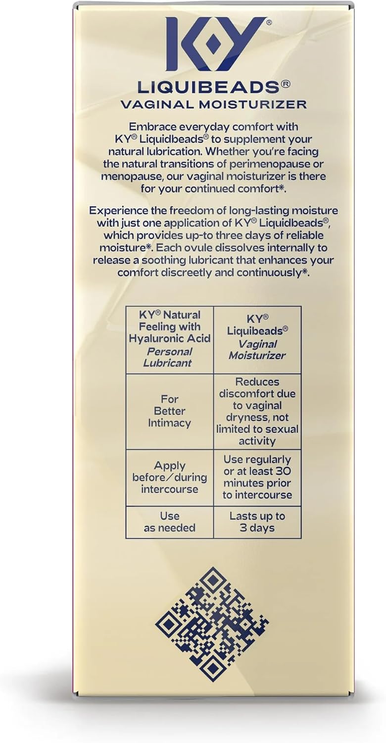 K-Y Liquibeads Vaginal Moisturizer for Women, Silicone Lube Vaginal Suppository, Vaginal Lubricant Helps Reduce Pain Due to Vaginal Dryness, 6 Vaginal Suppositories & 6 Vaginal Applicators