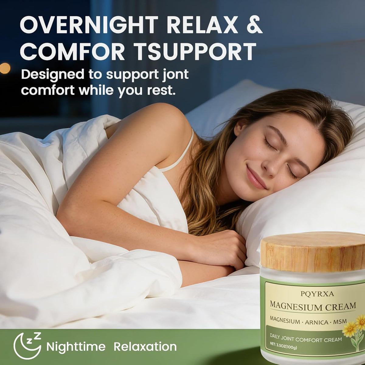 Magnesium Chloride Nerve Relief Cream with Arnica and Msm for Joint, Muscle Relaxation, Hands & Knees, Fast-Absorbing & Non-Greasy Soothing Nerve Formula Moisturizing for Daily Comfort