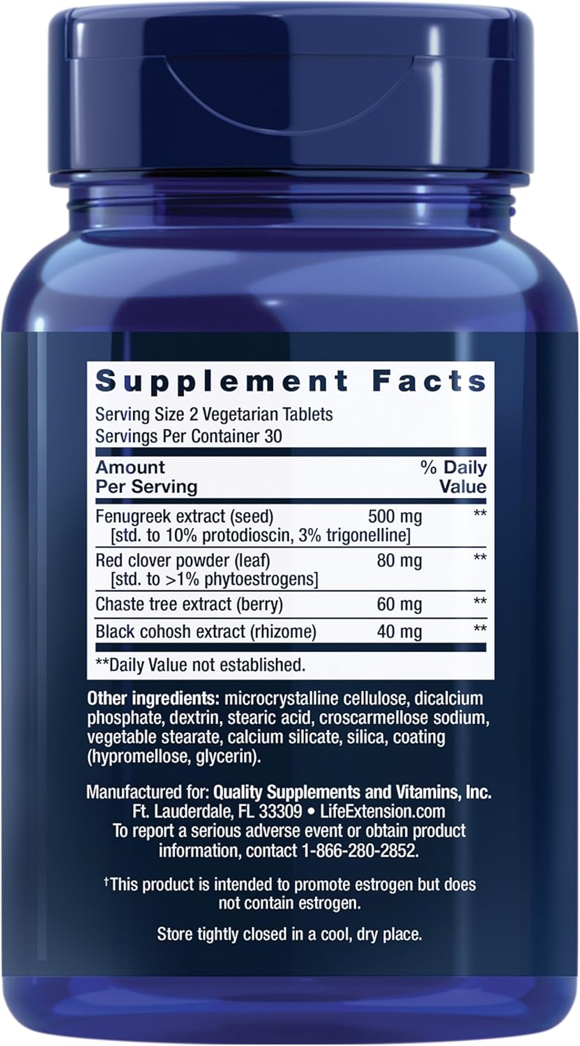 Life Extension Estrogen Balance Elite, Menopause Support Supplement, Hormone Balance, hot Flashes, Night Sweats, Vaginal Dryness, Gluten-Free, Non-GMO, Vegetarian, 60 Tablets.
