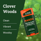 Mando Whole Body Deodorant For Men - Solid Stick - 2.6 oz, 2 pk - Woods | 72 Hour Odor Control with Mandelic Acid. Use on underarms, chest, feet & below the best. Aluminum Free & Baking Soda Free