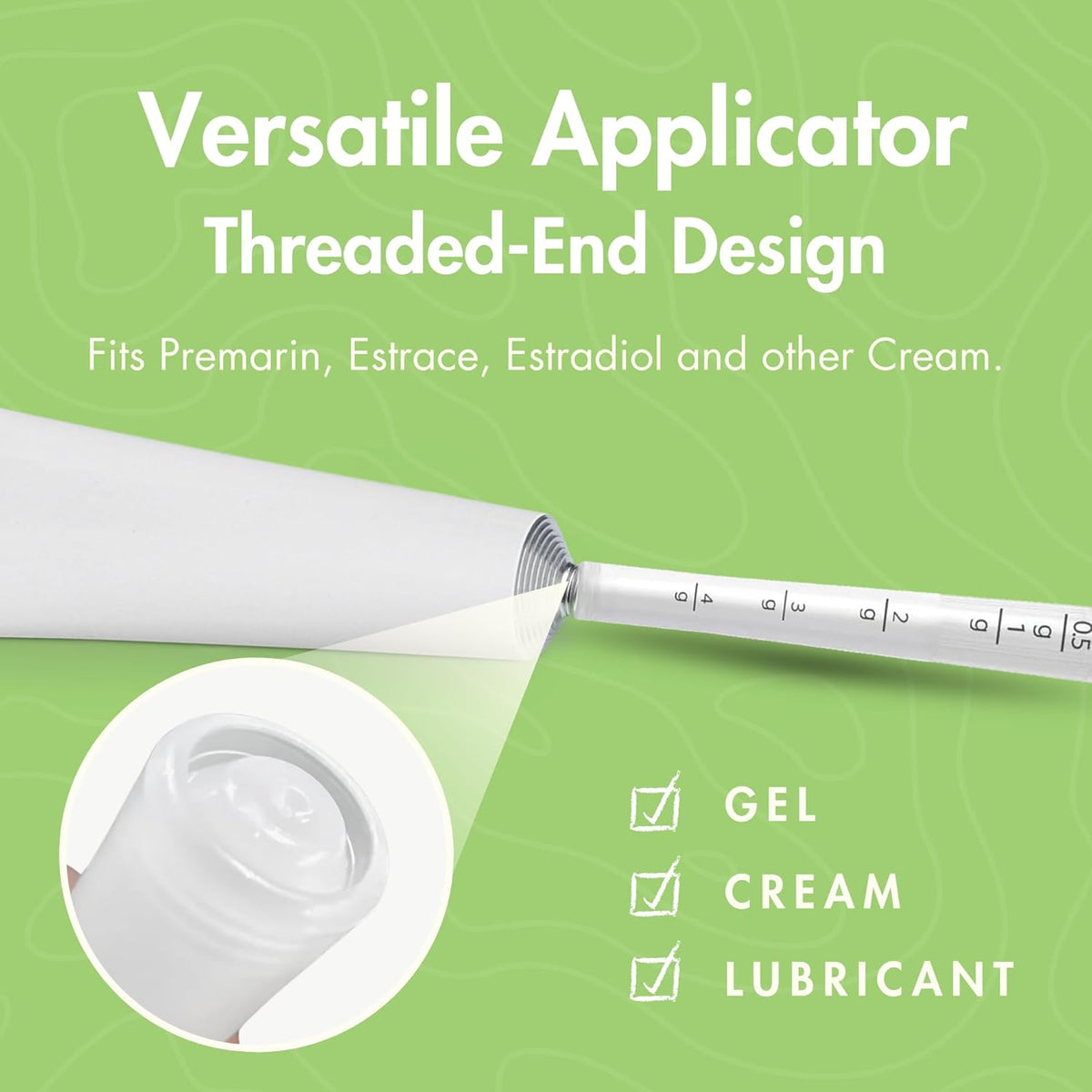 Disposable Vaginal Cream Applicators: Fits Preseed Lubricant, Estrace, Personal Lube and OTC Gel or Cream Products - with Dosage Measurements, Threaded End and Comfort Tip - Made in USA - 60 Pack