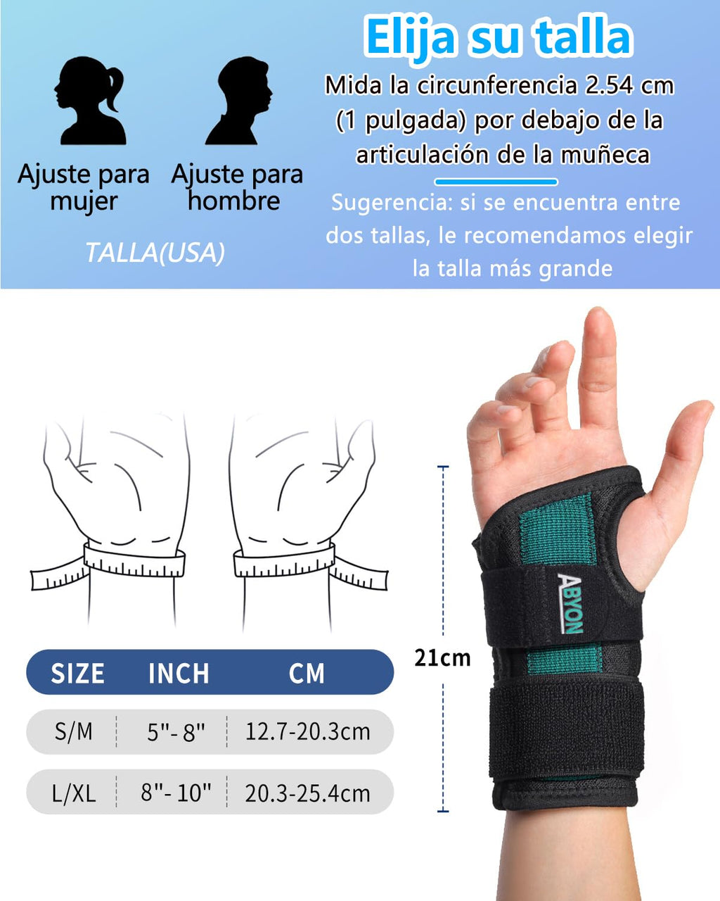 ABYON Wrist Splint with Dual Support, Carpal Tunnel Pain Relief, Tendonitis, Sprains and Arthritis.Lightweight and Adjustable, Suitable for Sleeping or Working, Left or Right Hand