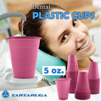 100 PCs Dental Grade Disposable 5oz Plastic Cup Pink Sturdy & Durable for Drinking Cup | Perfect as Rinsing Cup, Mouthwash