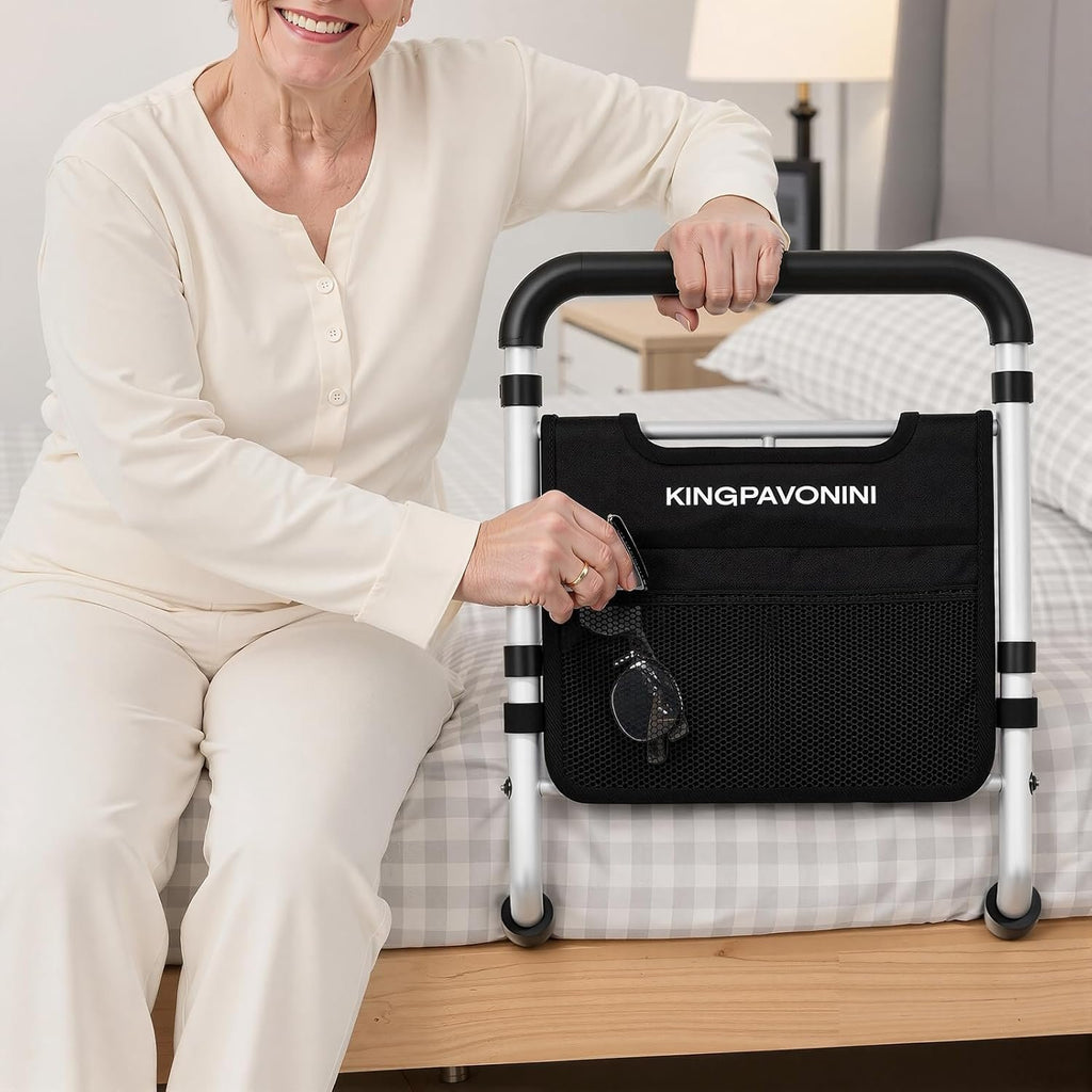 Bed Rails for Elderly Adults Safety, 380 LBS, Model BM03-1 | ASTM Approved, 2026 Upgraded Adjustable Bed Cane, Non-Slip Ergonomic Handle & Storage Bag, Tool-Free Bed Railings for Seniors