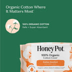The Honey Pot Company - Cotton Comfort - Panty Liners for Women | Non-Herbal - Organic Cotton Cover & Ultra-Absorbent Pulp Core - Sanitary Pads - Feminine Care - 120ct
