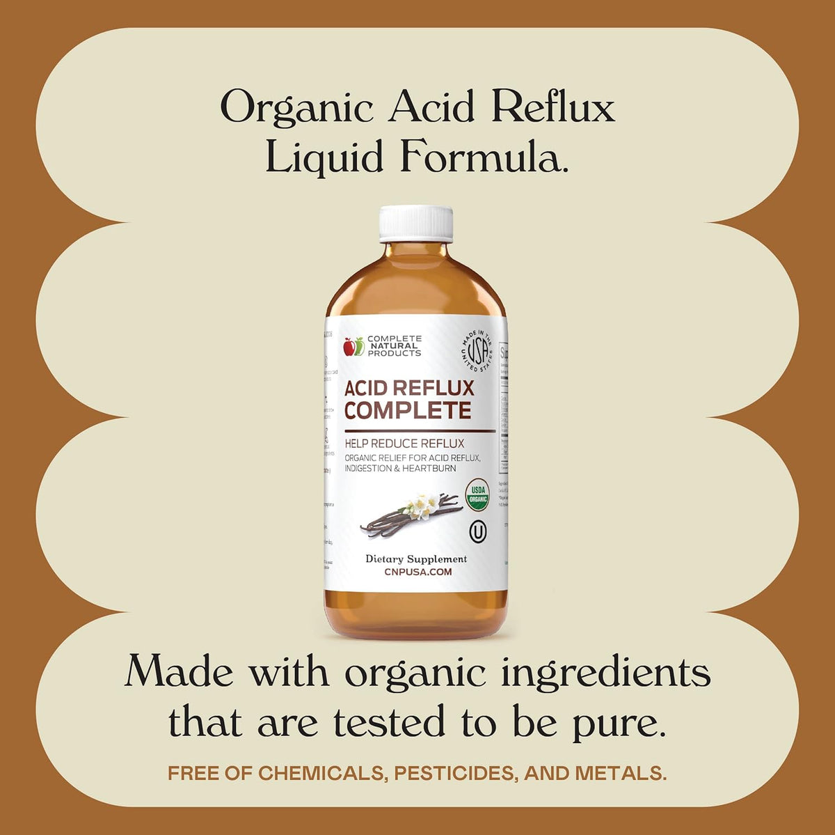 CNP | Acid Reflux Complete 8oz - Heartburn GERD, Amish Aloe Relief Aid | Organic acid reflux complete liquid with aloe, ginger, garlic & vanilla for heartburn, GERD, sour stomach and Amish support