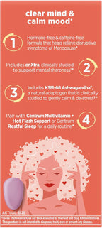 Centrum Clear Mind and Calm Mood Menopause Support Tablets, 30 Count | Powered by Clinically Studied Ingredients to Help Support Relief From the Disruptive Symptoms of Menopause, GLP-1 Support