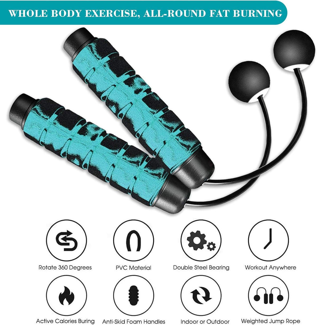 Redify Weighted Cordless Jump Rope for Fitness[Suitable for Different Ages and Levels] Ropeless Jump Rope for Boxing MMA WOD Training, BOD Rope Beachbody MBF,High Speed Rope Skipping for Narrow Space