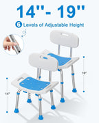 HOMLAND Shower Chair for Inside Shower with Removable Back, Aluminum Frame | Height Adjustable, Heavy Duty Bath Seat for Bathtub, Lightweight Safety Shower Stool for Seniors and Disabled
