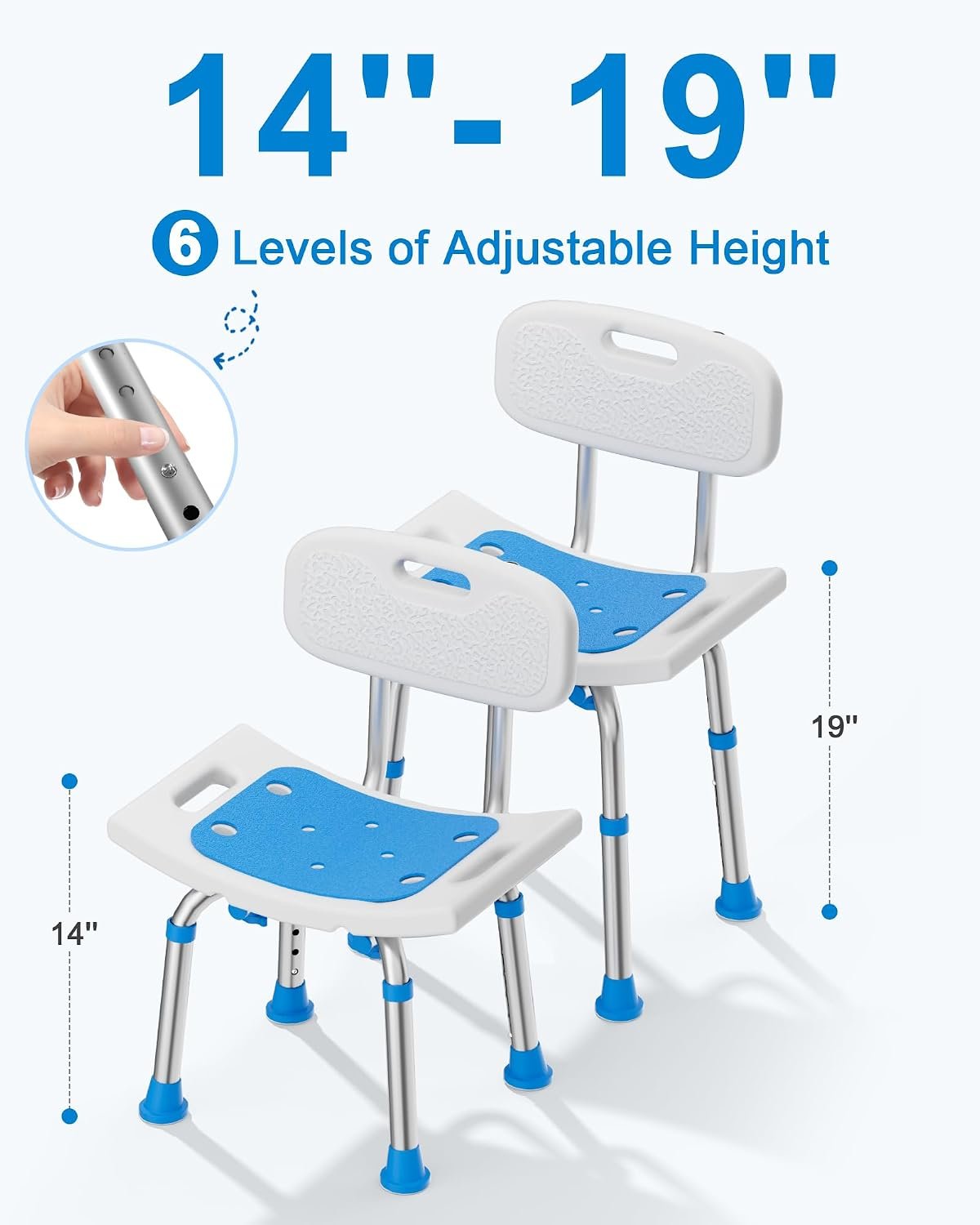 HOMLAND Shower Chair for Inside Shower with Removable Back, Aluminum Frame | Height Adjustable, Heavy Duty Bath Seat for Bathtub, Lightweight Safety Shower Stool for Seniors and Disabled