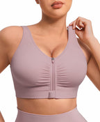 FeelinGirl Zip Front Closure Bras for Women No Underwire Compression Post Surgery Bra with Wide Adjustable Straps