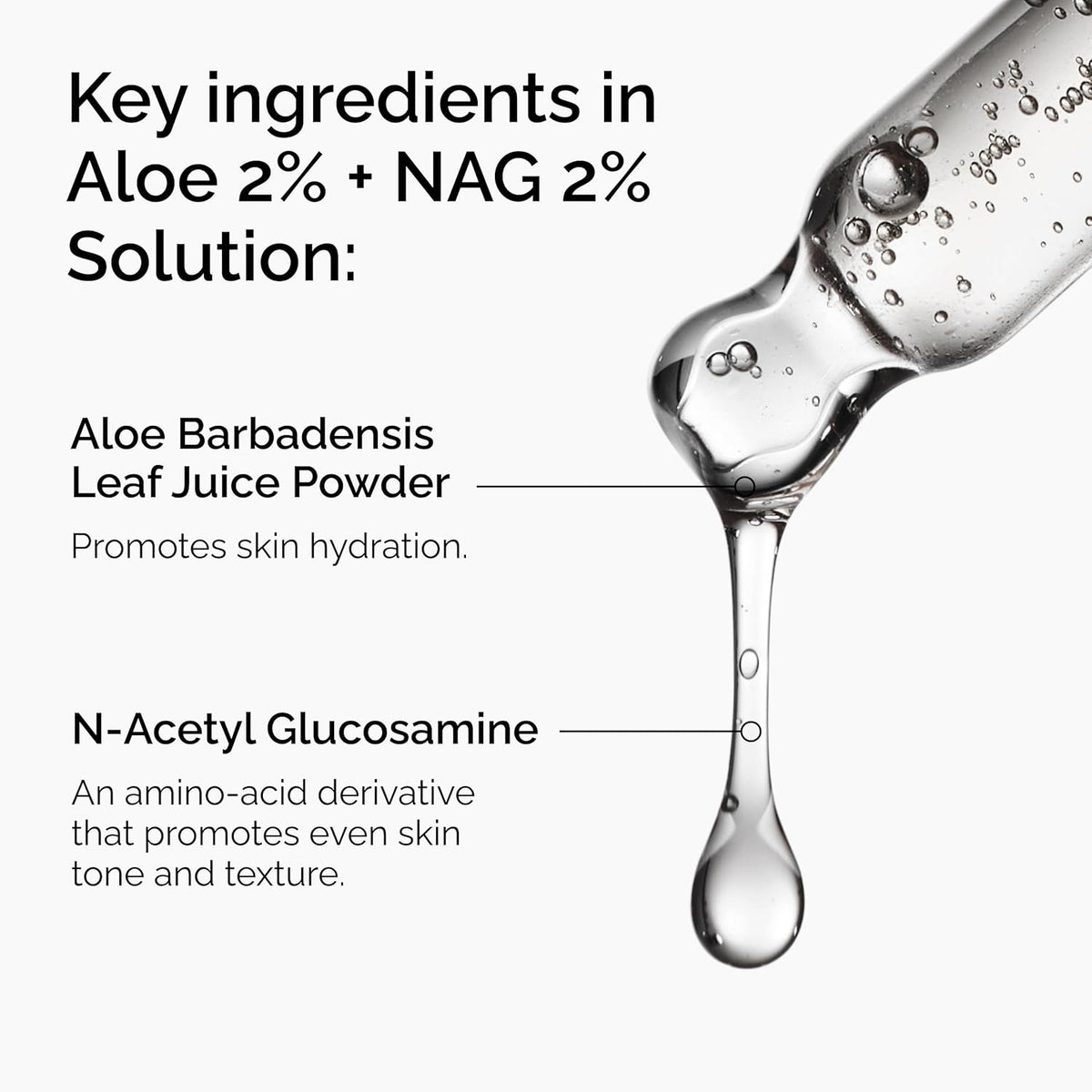 The Ordinary Aloe 2% + NAG 2% Solution, Soothes Skin and Targets Post-Acne Marks, 1 Fl Oz