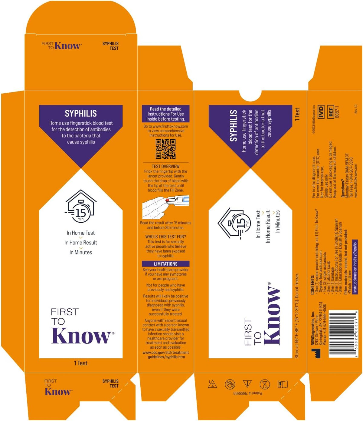 First To Know® Syphilis Test, in Home Fingerstick Blood Test with in Home Result in 15 Minutes, Discrete, Lab Accurate Testing (1 Test)
