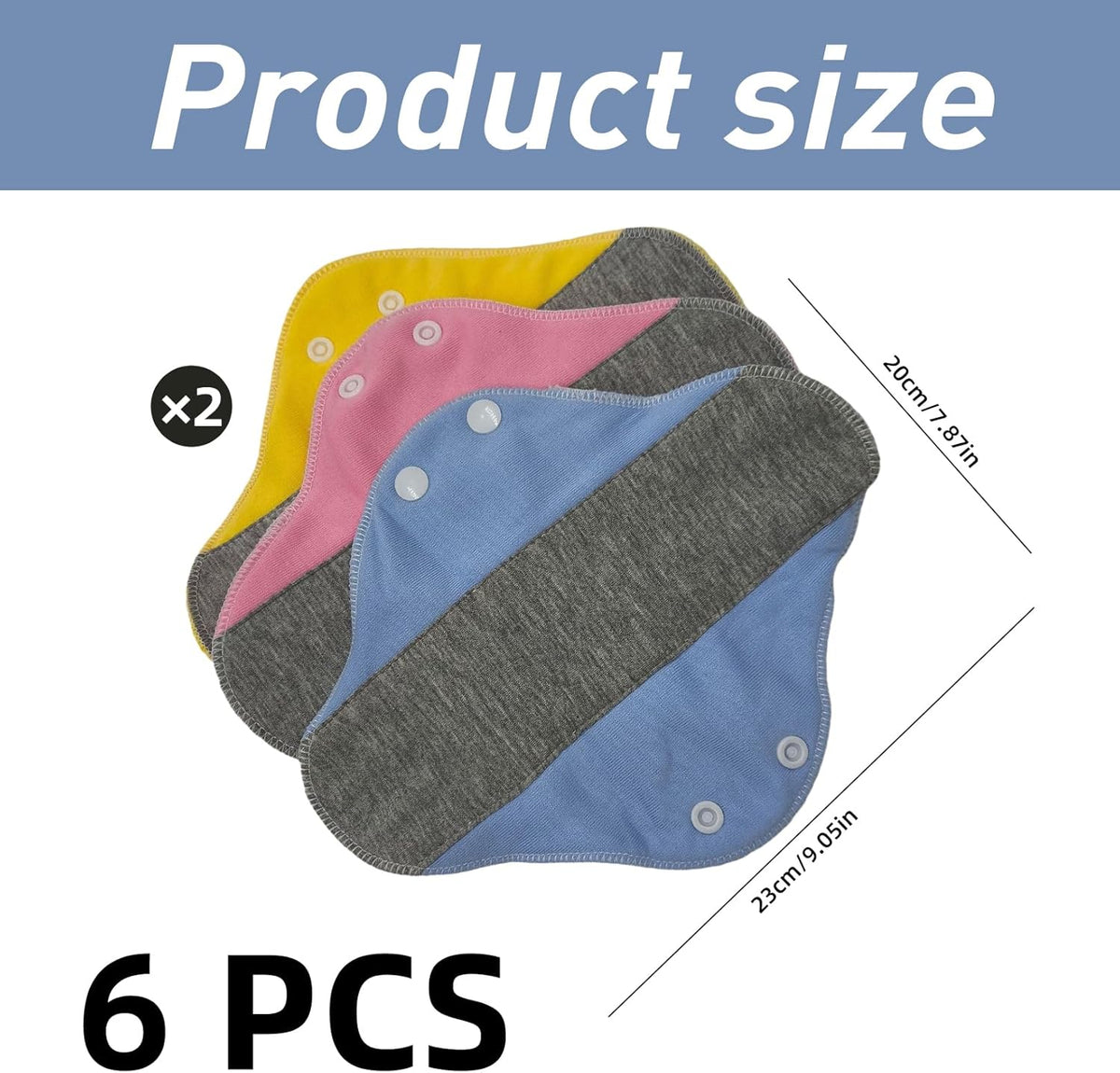 6 Pack Washable Sanitary Pads Reusable Cotton Cloth Pads for All Women