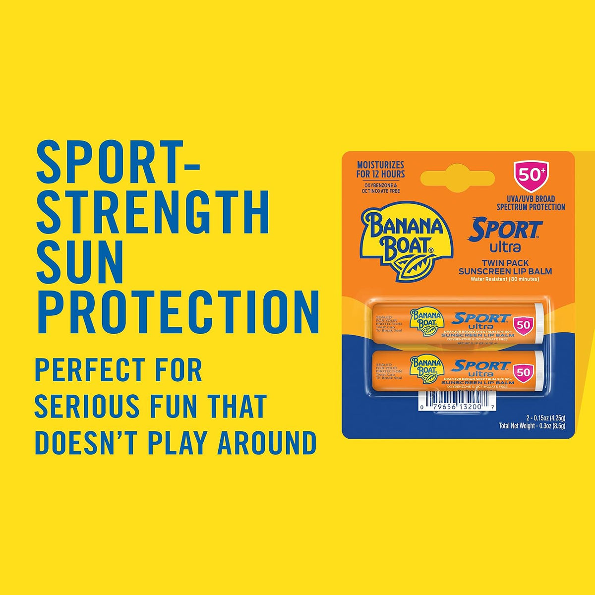 Banana Boat Sport Lip Sunscreen SPF 50, 0.15 oz (2 Pack)
