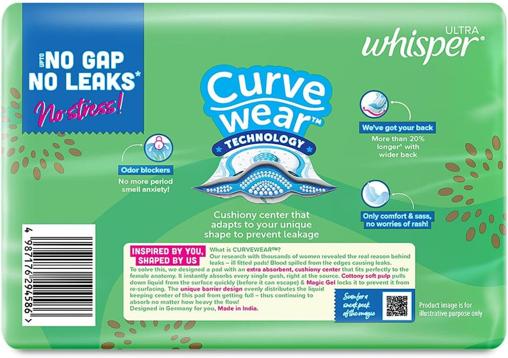 Whisper Ultra Clean Sanitary with Wings - 30 Pieces (XL)