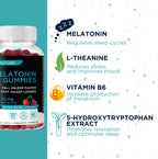 BionerLab Melatonin Gummies (30mg) Enhanced with L-theanine & Vitamin B6 for Adult Women Men - Extra Strength Chewables Calm Gummy - Gluten Free