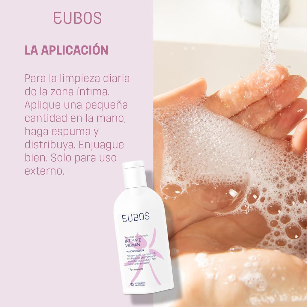 EUBOS INTIMATE WOMAN WASH EMULSION | Delicate cleansing for the female intimate area | Promotes vaginal flora | No alkaline soaps | 200 ml