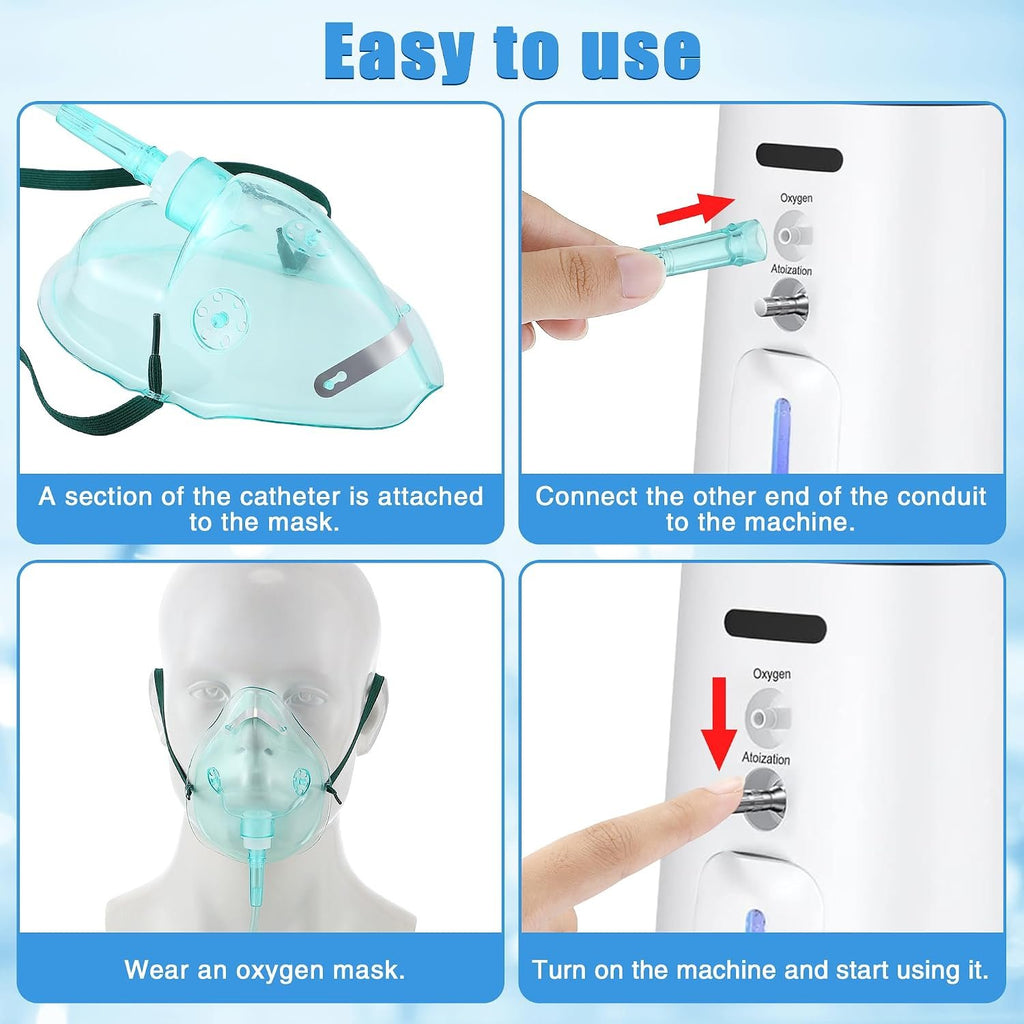 Geiserailie 2PCS L Oxygen Mask with 6.6 Ft Tubing and Adjustable Strap